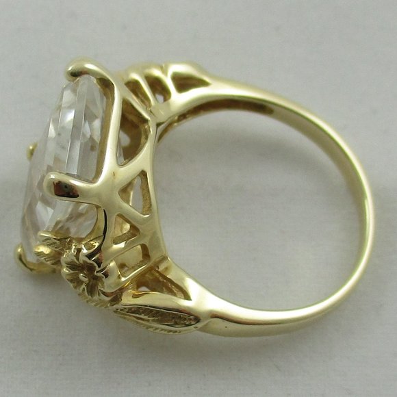 14K Yellow Gold White Quartz Ring - Size 5 - Picture 12 of 13